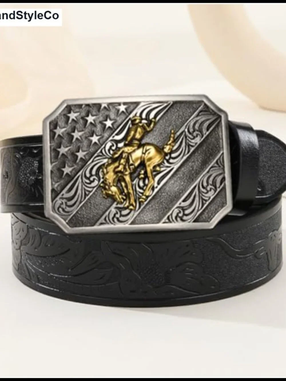 Western Cowboy Belt Buckle - Longhorn Bull Texas Horse Cross Prayer Rodeo